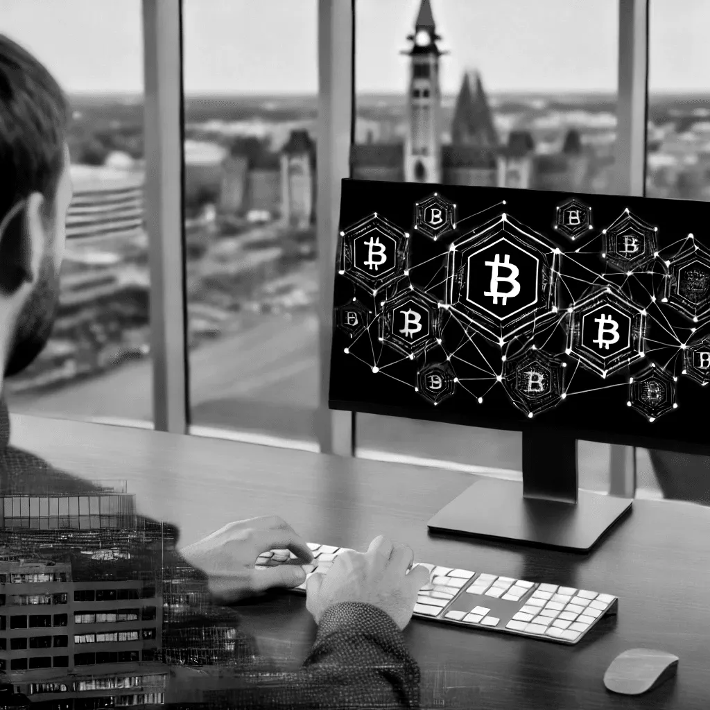 A modern Ottawa warehouse where goods are tracked through a digital distributed ledger system