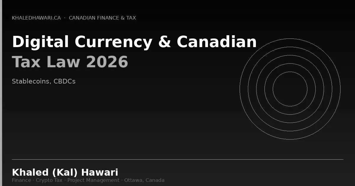 Stablecoin and digital currency balances alongside Canadian tax reporting forms on a desk