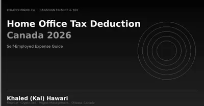 A dark title card reading 'Home Office Tax Deduction Canada 2026: Self-Employed Expense Guide'