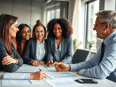 A diverse group of newcomers reviewing Canadian tax filing requirements with an advisor in an Ottawa office