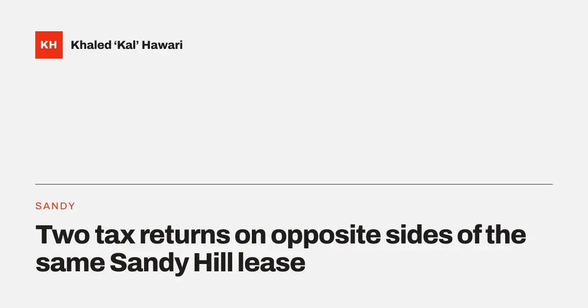 A title card reading 'Two tax returns on opposite sides of the same Sandy Hill lease'