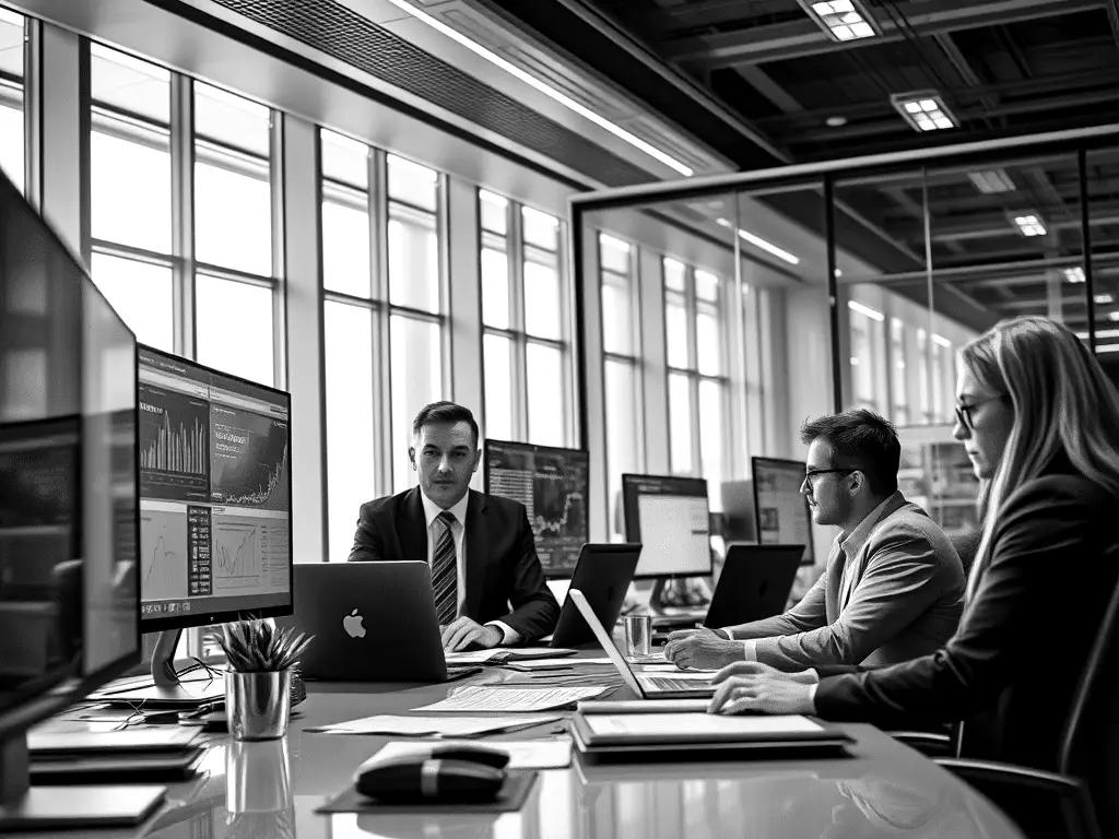 Regulators reviewing cryptocurrency trading platform compliance data on screen