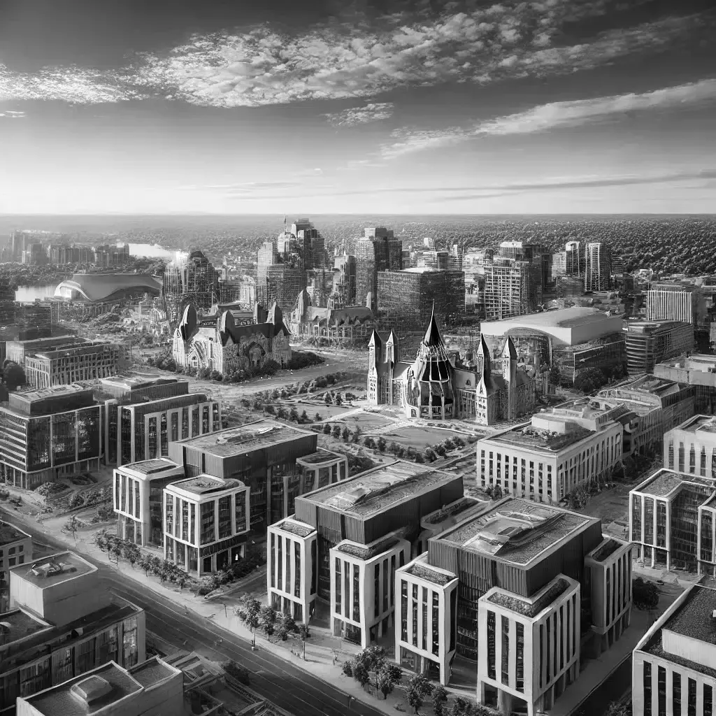 Aerial view of downtown Ottawa, home to a growing cluster of financial technology companies