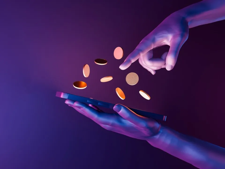 Conceptual image symbolizing the innovative and dynamic interaction between digital banking and cryptocurrency markets