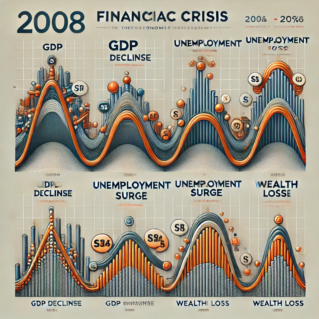 Chart illustrating major economic indicators affected by the 2008 financial crisis.