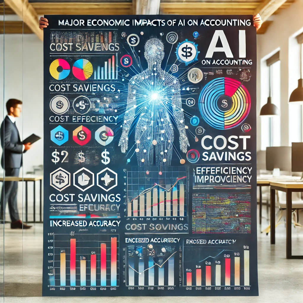 A detailed chart illustrating the major economic impacts of AI on accounting.