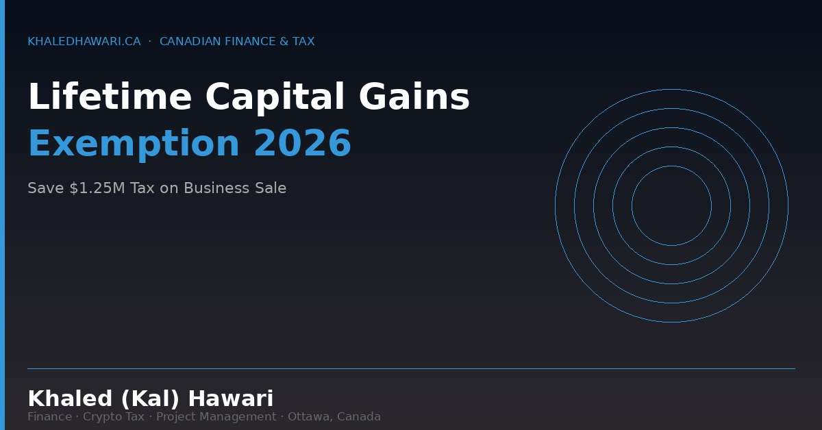 Lifetime Capital Gains Exemption 2026: Save $1.25M Tax on Business Sale - Khaled Kal Hawari Ottawa